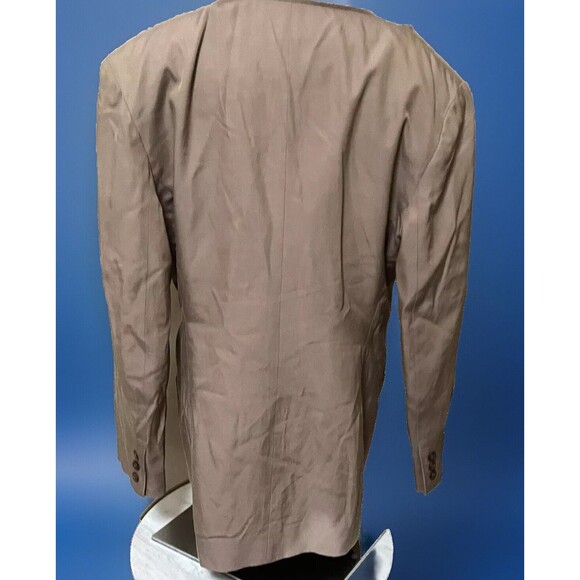Vintage 80s Anne Pinkerton Suit Jacket Silk Cotton Beige‎ Shawl Collar 6 Career - Picture 2 of 6